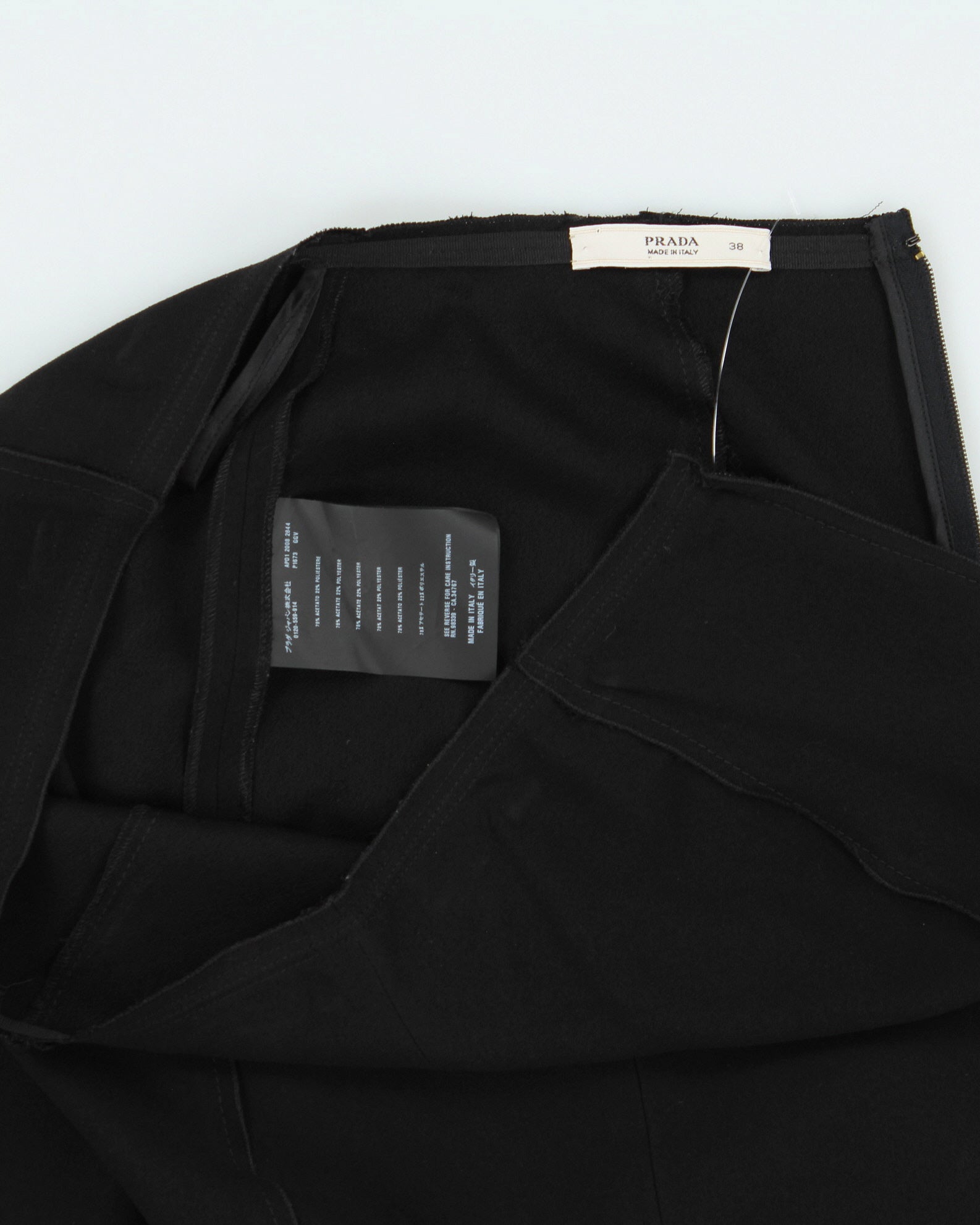 Vintage SS2008 Prada Black Panel Knee Length Slip Skirt - S