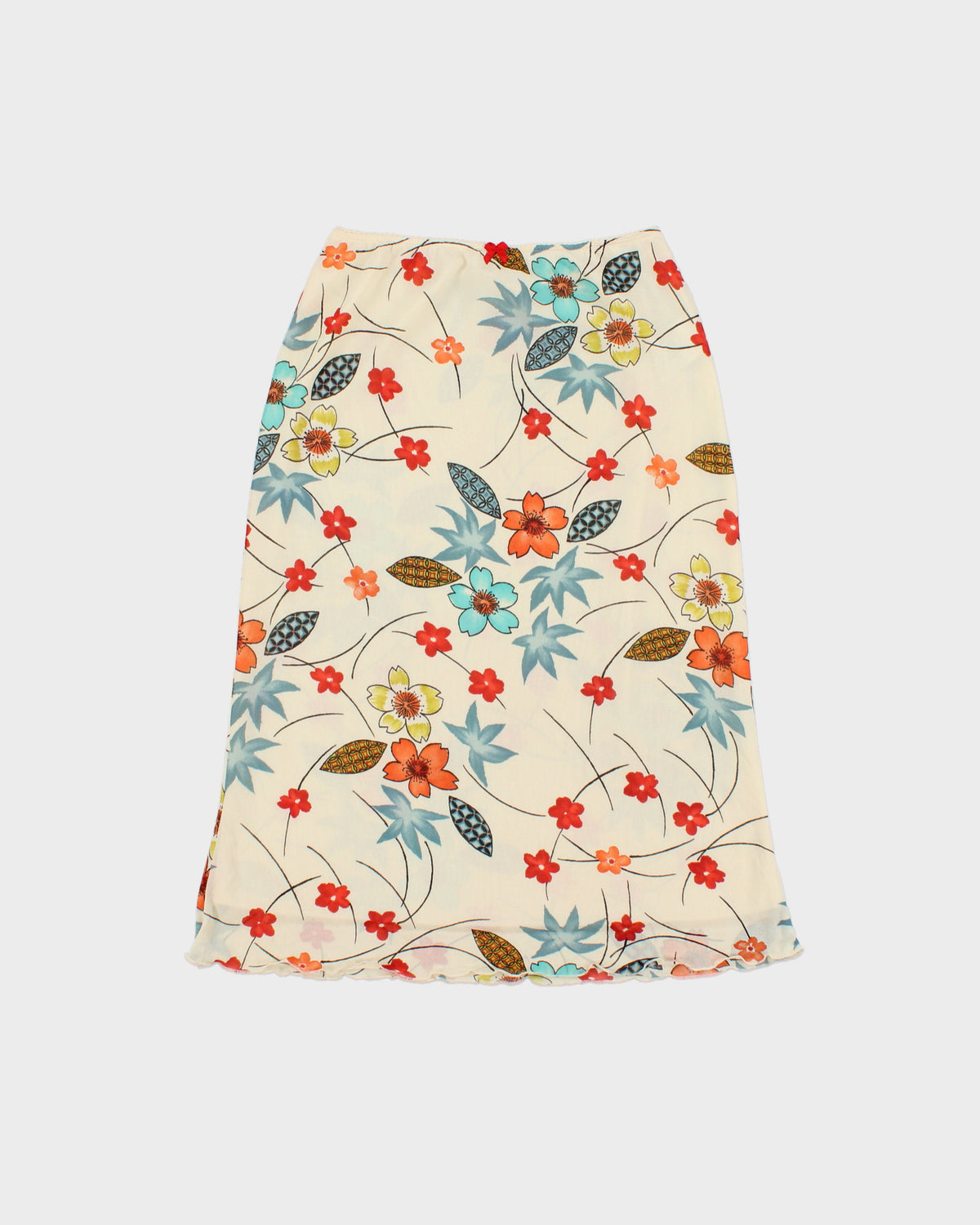 Vintage Y2K 2000s Kookai Floral Lettuce Hem Skirt - XS