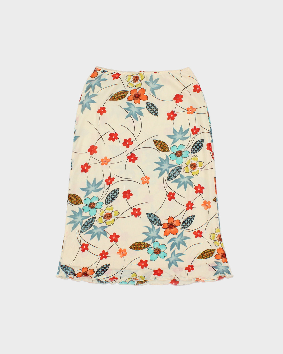 Vintage Y2K 2000s Kookai Floral Lettuce Hem Skirt - XS