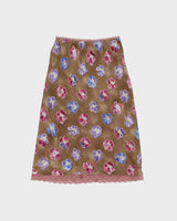 Vintage Y2K 2000s Mm Moiselle Lace Trim Floral Midi Skirt - XS