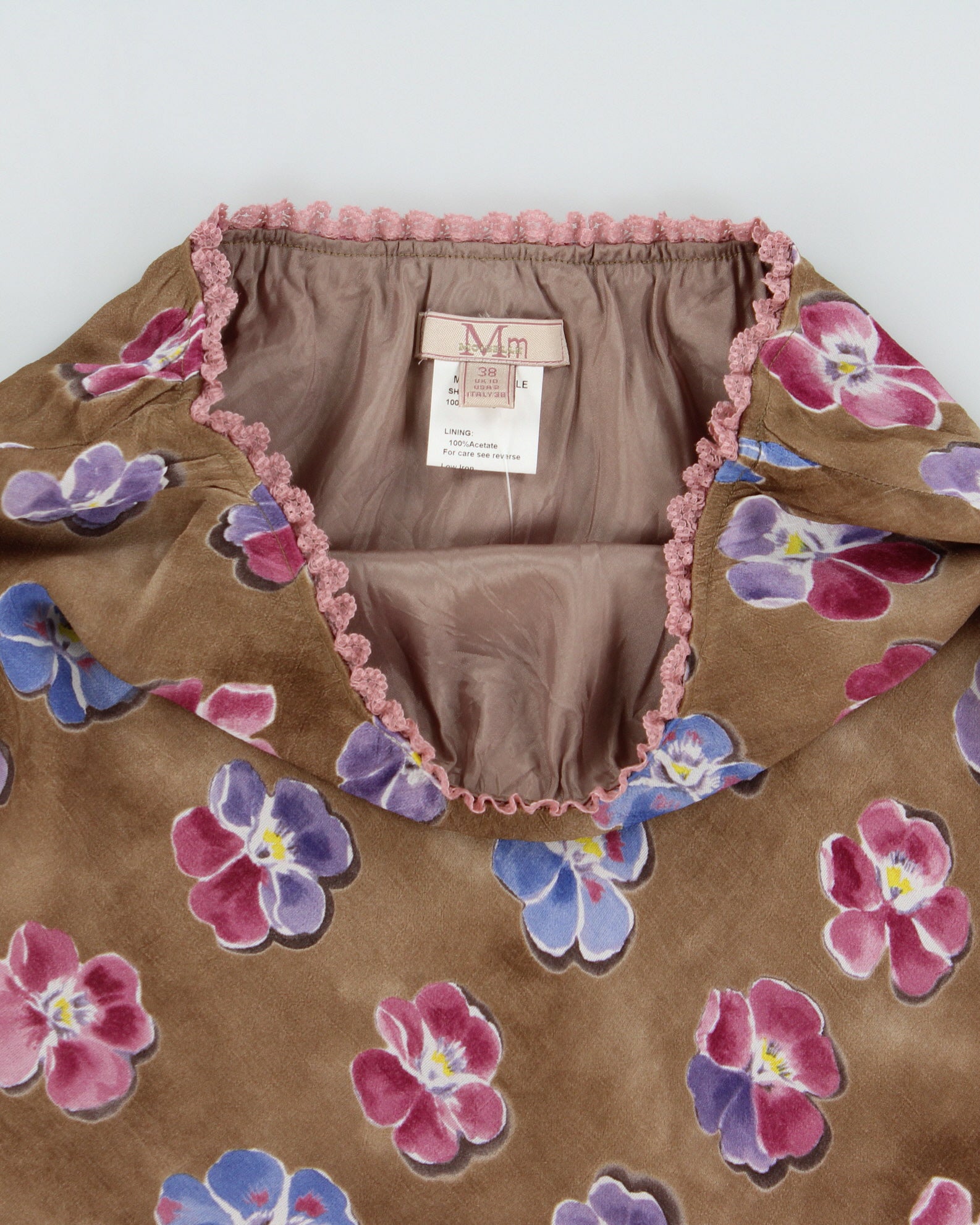 Vintage Y2K 2000s Mm Moiselle Lace Trim Floral Midi Skirt - XS