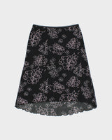 Vintage 1990s Jacob Floral Lettuce Hem Midi Skirt - S