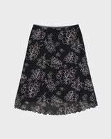 Vintage 1990s Jacob Floral Lettuce Hem Midi Skirt - S