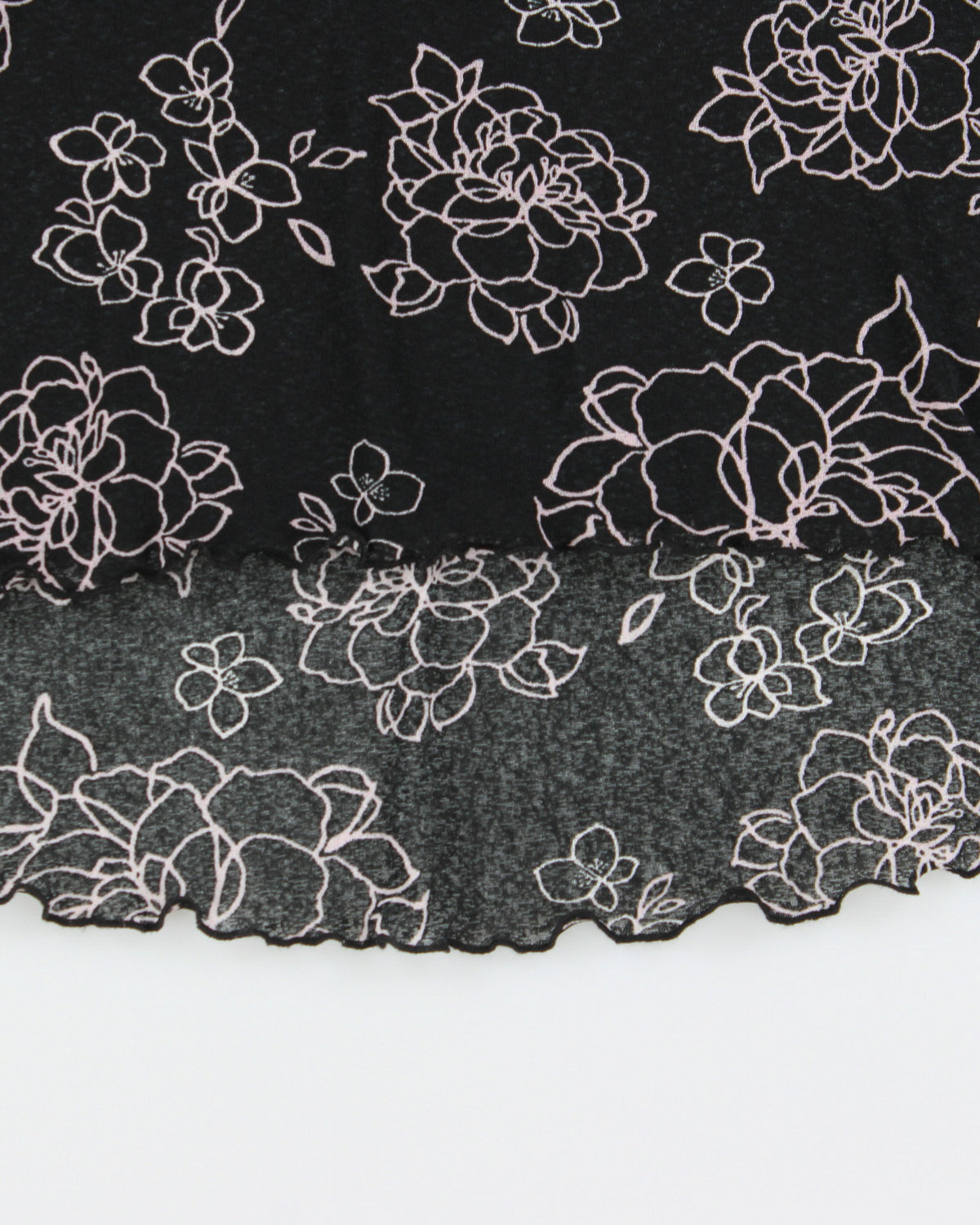 Vintage 1990s Jacob Floral Lettuce Hem Midi Skirt - S