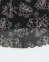 Vintage 1990s Jacob Floral Lettuce Hem Midi Skirt - S