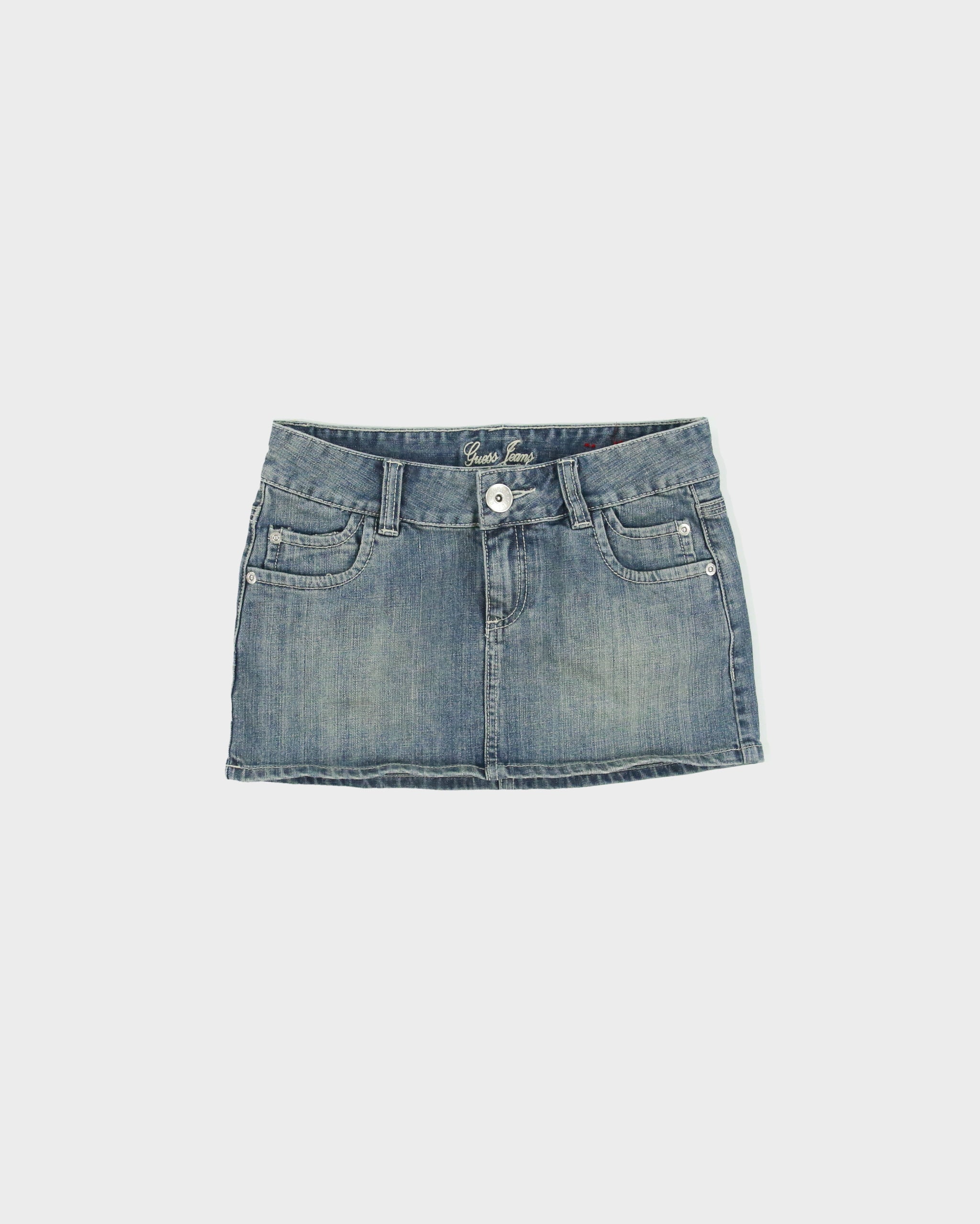 Vintage Y2k 00s Guess Jeans Low Waisted Denim Mini Skirt - XS