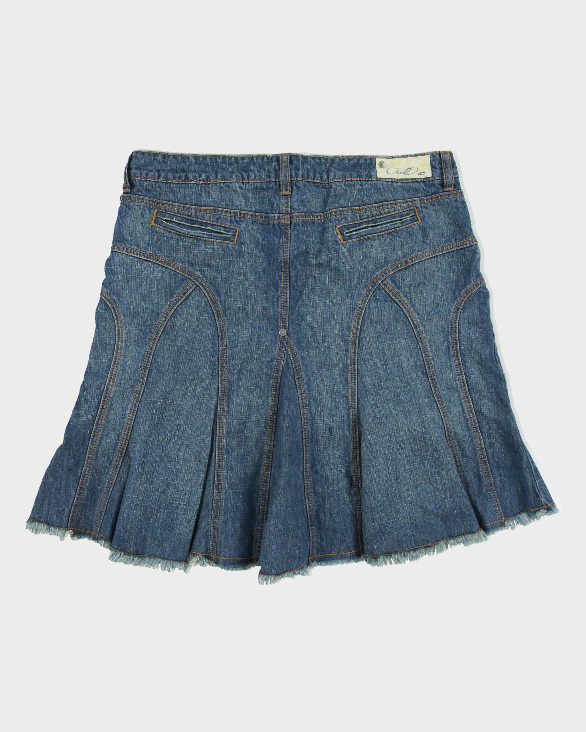 Vintage Y2K 00s O'Neill Flared Raw Hem Denim Skirt - L