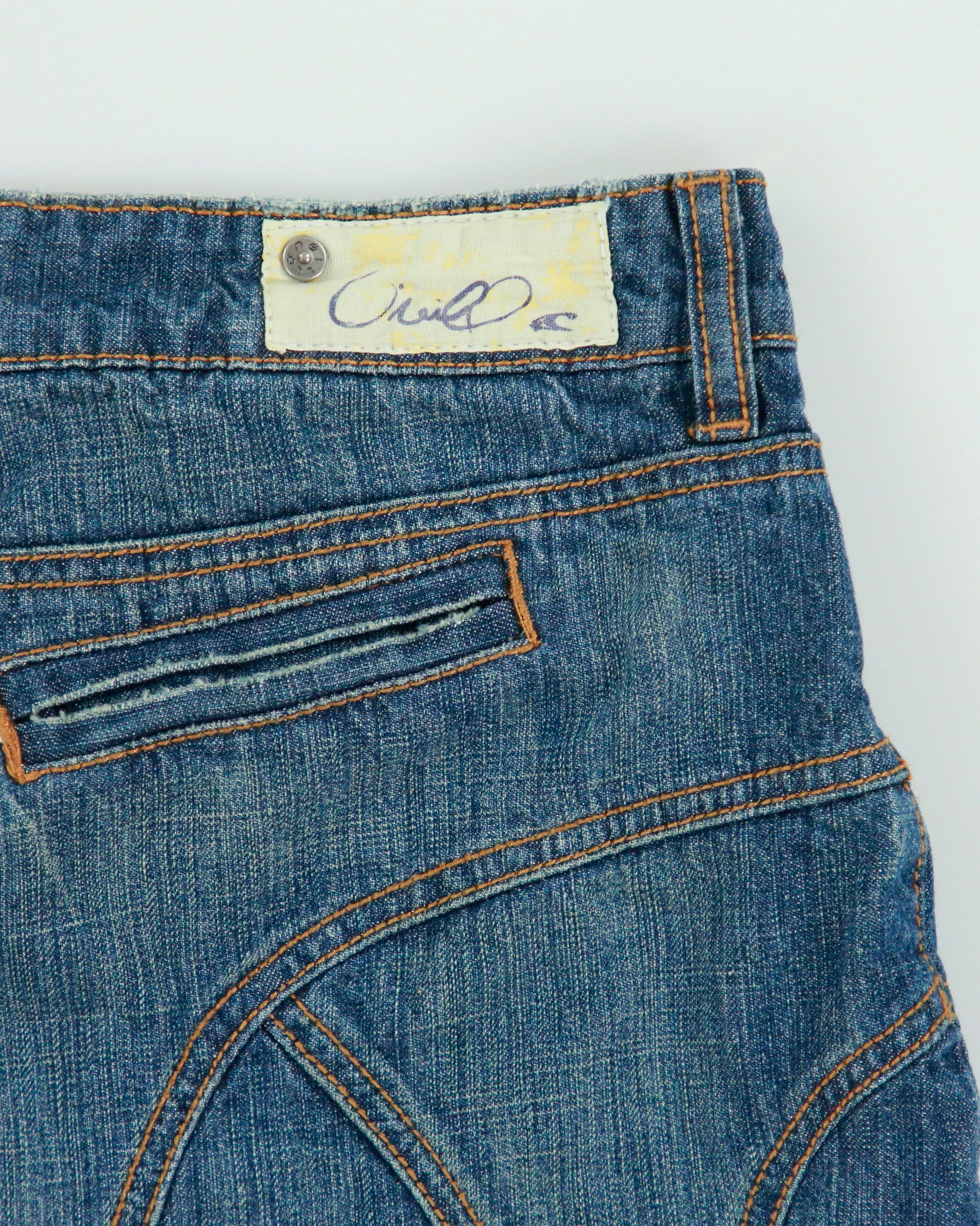 Vintage Y2K 00s O'Neill Flared Raw Hem Denim Skirt - L
