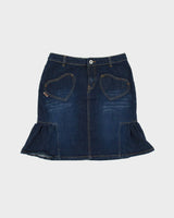 Vintage Y2K 00s Moschino Jeans Heart Pocket Flare Hem Denim Skirt - XS