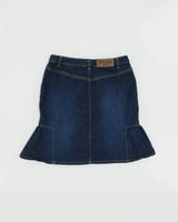 Vintage Y2K 00s Moschino Jeans Heart Pocket Flare Hem Denim Skirt - XS