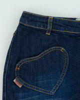 Vintage Y2K 00s Moschino Jeans Heart Pocket Flare Hem Denim Skirt - XS