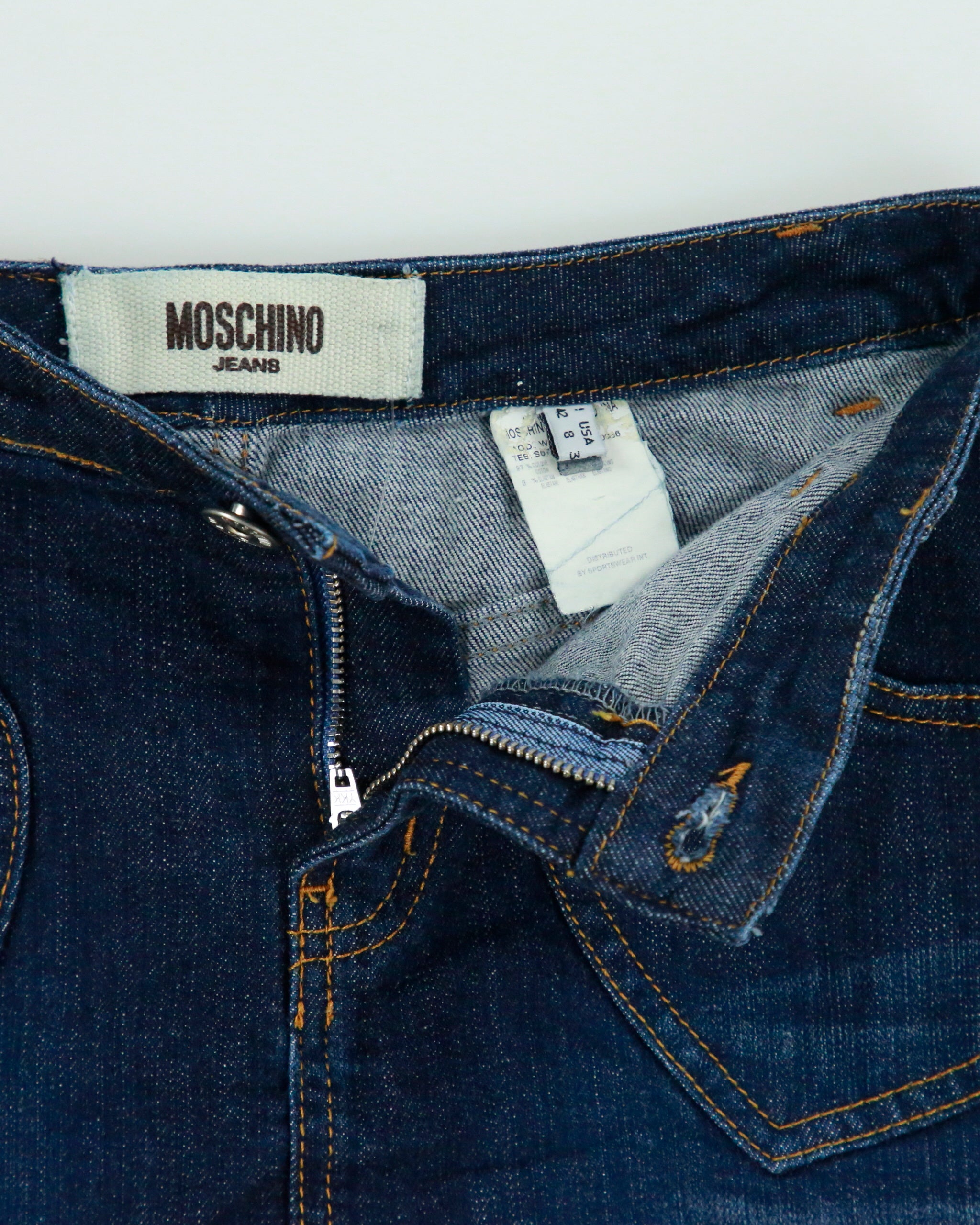 Vintage Y2K 00s Moschino Jeans Heart Pocket Flare Hem Denim Skirt - XS