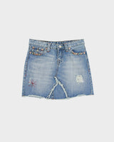 Vintage Y2K 00s True religion Beaded Distressed Denim Mini Skirt - S