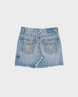 Vintage Y2K 00s True religion Beaded Distressed Denim Mini Skirt - S