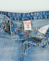 Vintage Y2K 00s True religion Beaded Distressed Denim Mini Skirt - S
