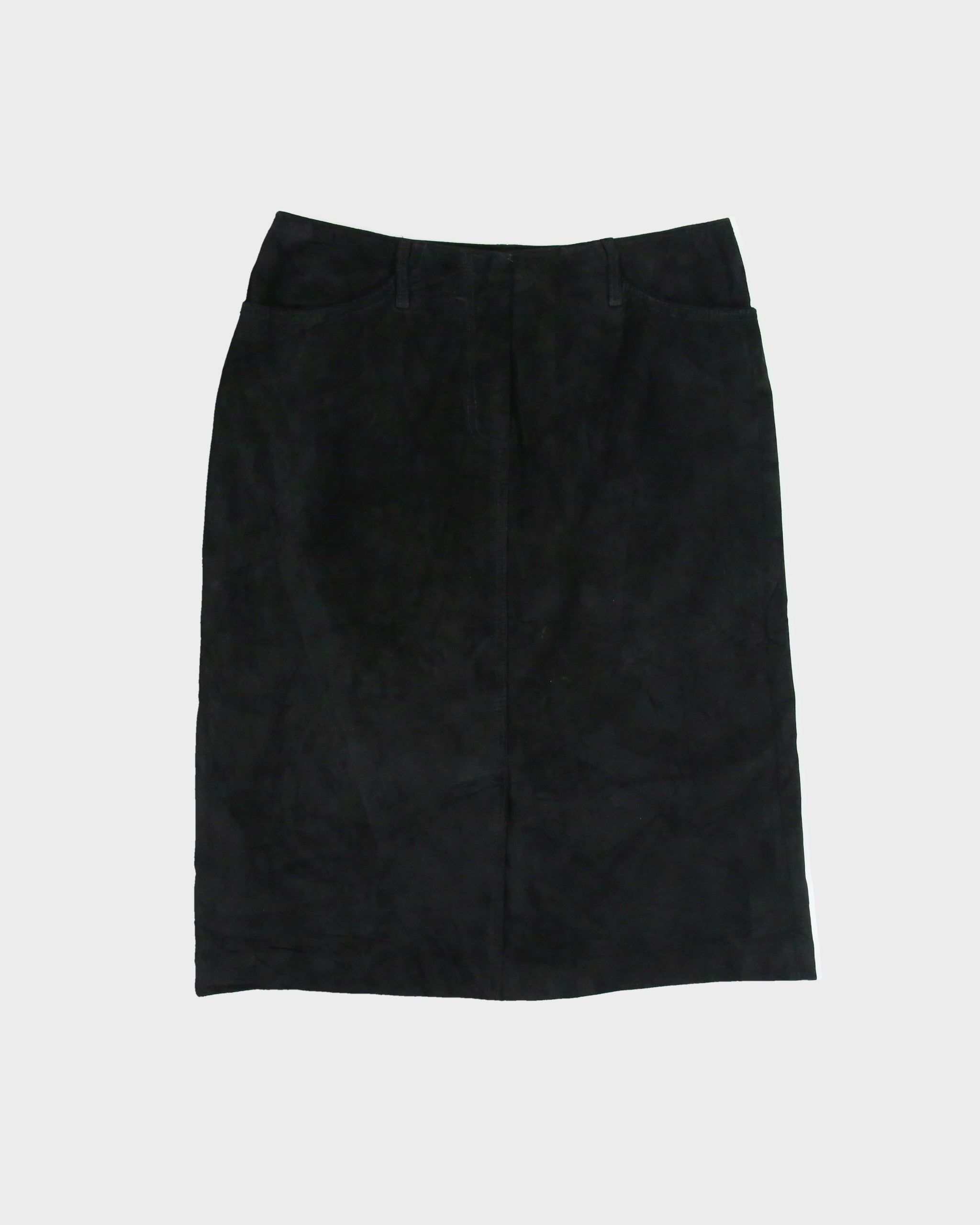 Vintage 1990s Danier Front &amp; Back Split Suede Skirt - XS