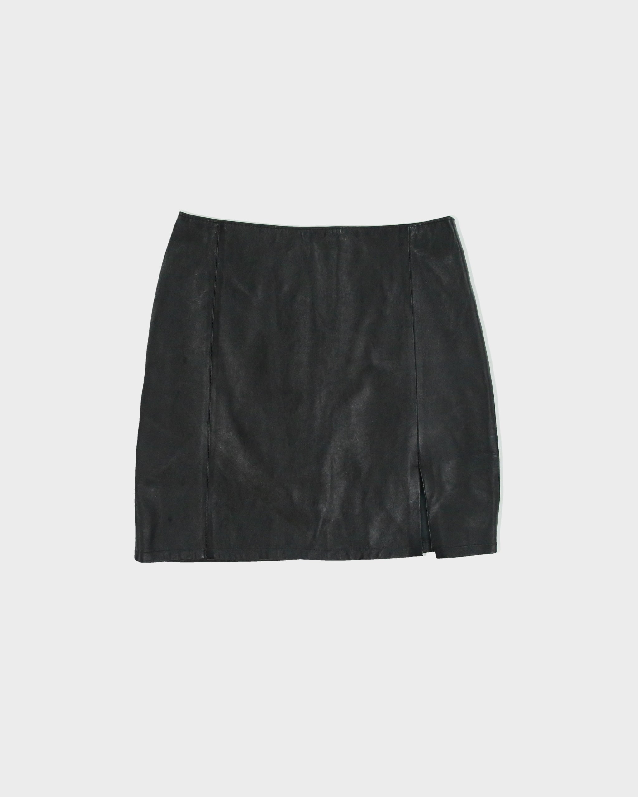 Vintage 1990s Conbipel |Soft Leather Thigh Split Mini Skirt - XS