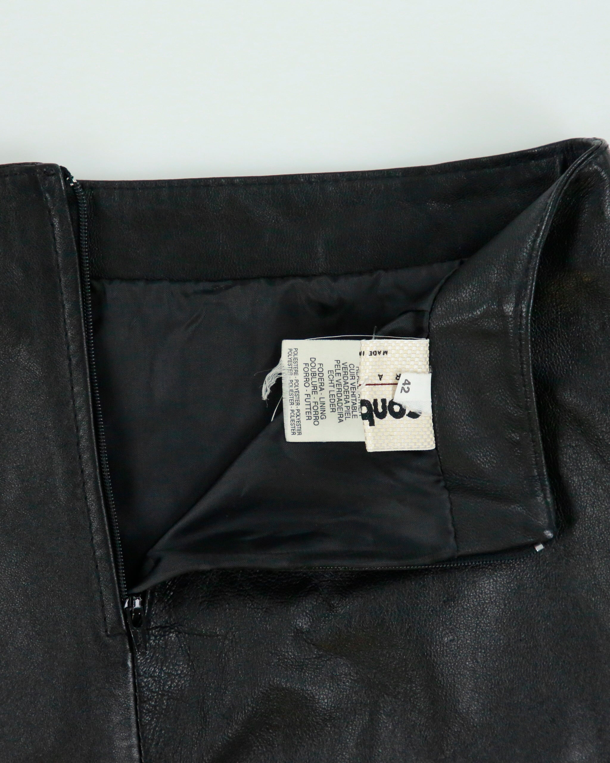 Vintage 1990s Conbipel |Soft Leather Thigh Split Mini Skirt - XS
