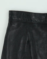 Vintage 1980s Danier Pleated Front Split Leather Skirt - S