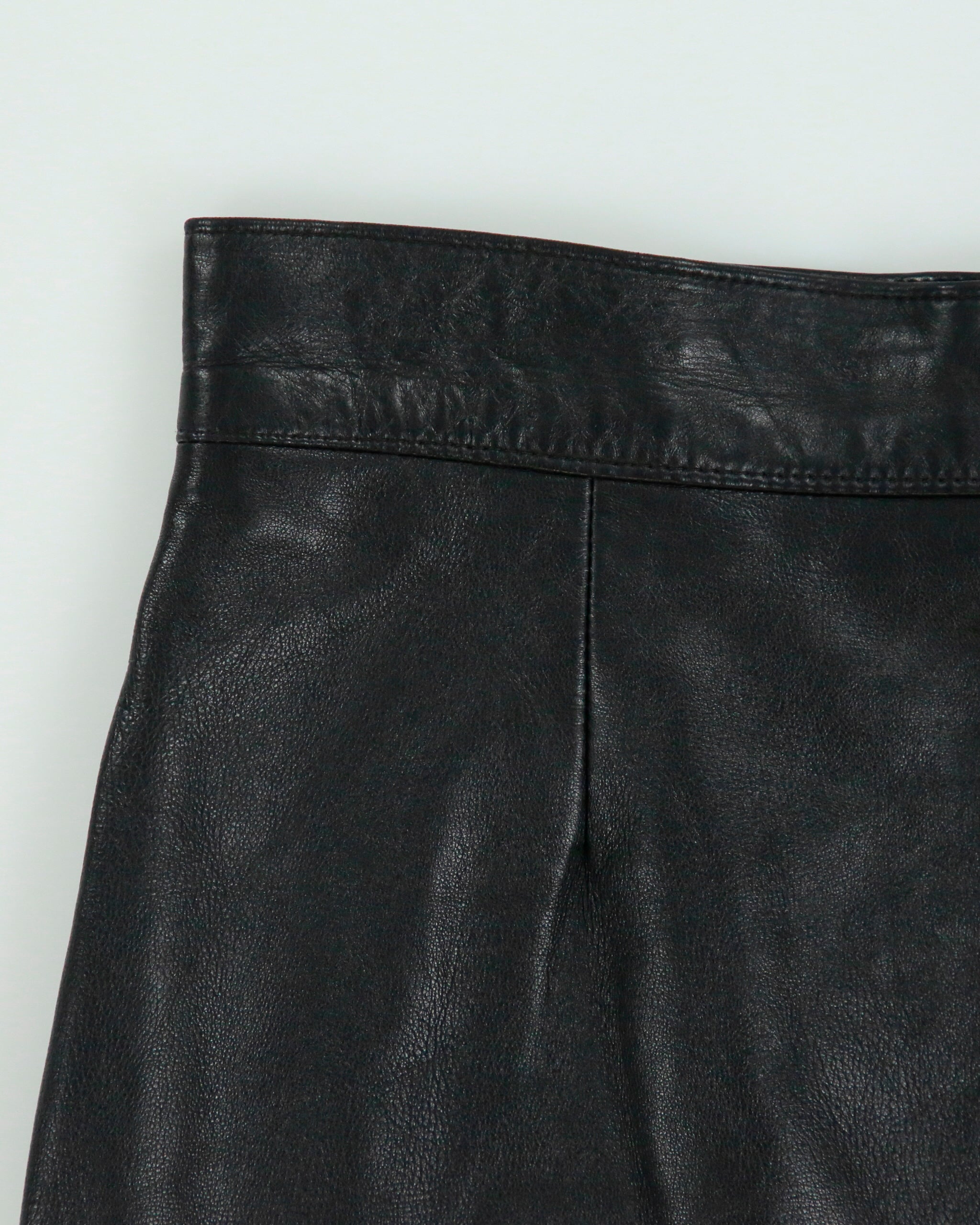 Vintage 1980s Danier Pleated Front Split Leather Skirt - S