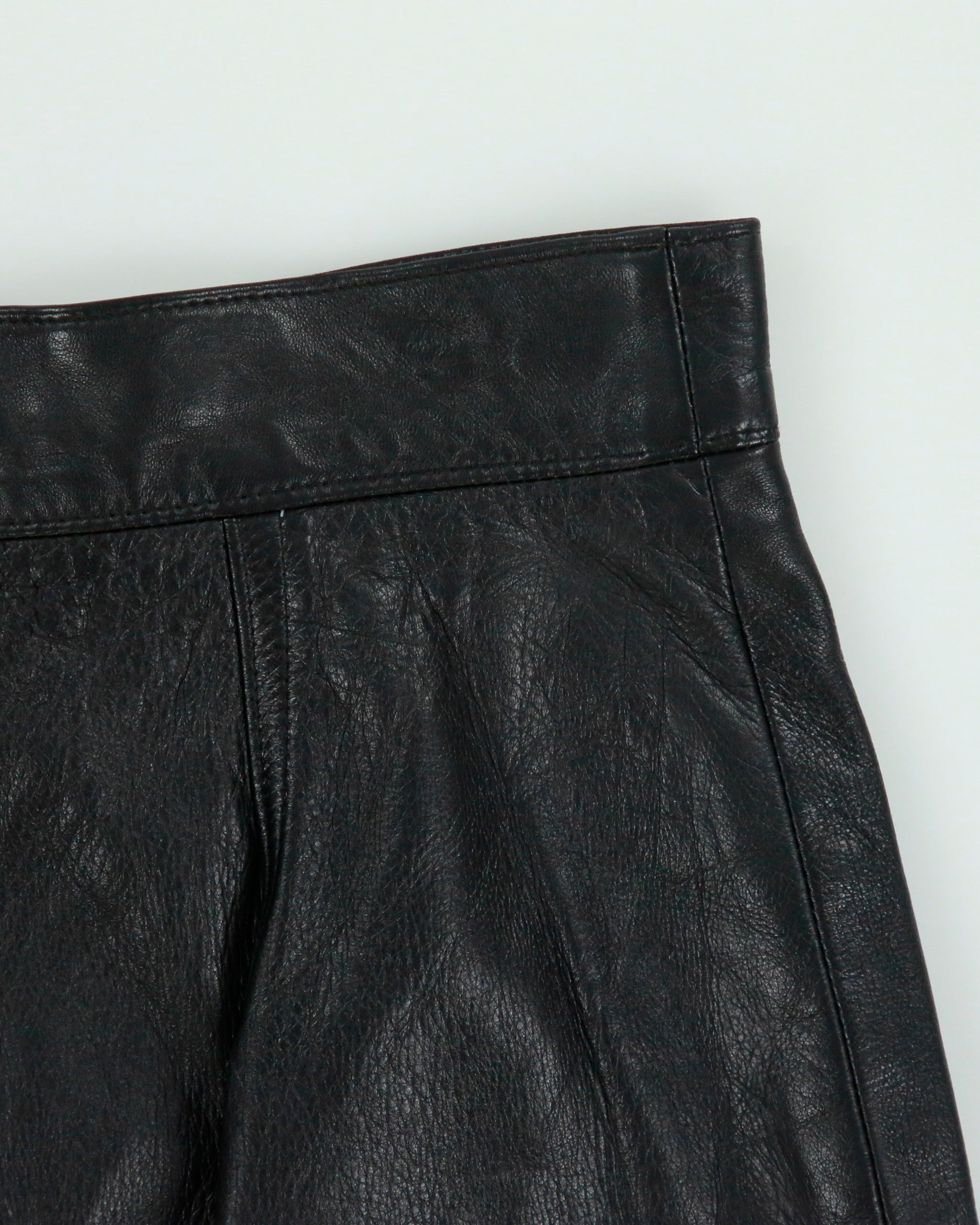 Vintage 1980s Danier Pleated Front Split Leather Skirt - S