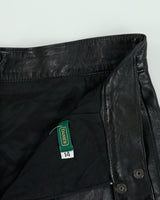 Vintage 1980s Danier Pleated Front Split Leather Skirt - S