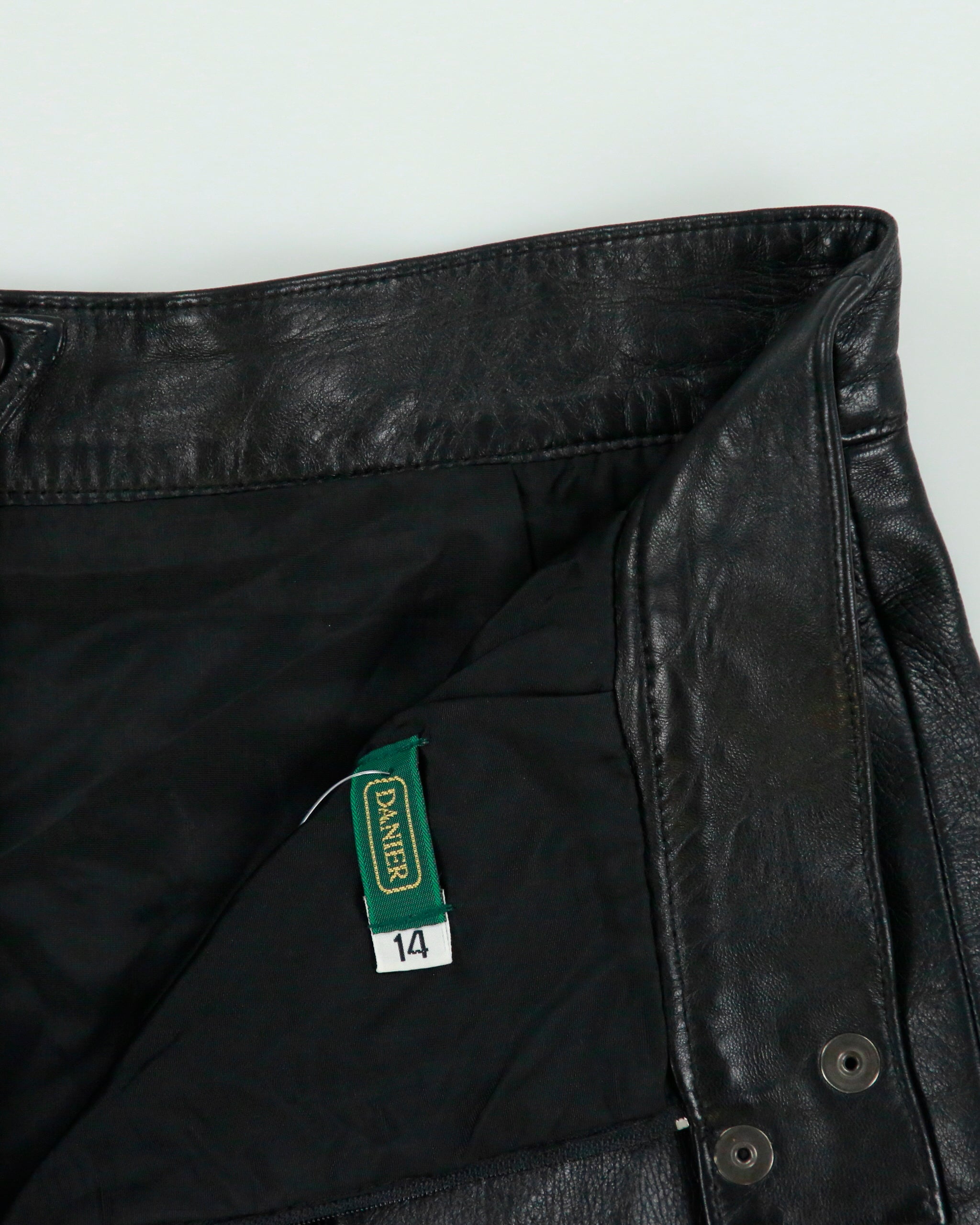 Vintage 1980s Danier Pleated Front Split Leather Skirt - S