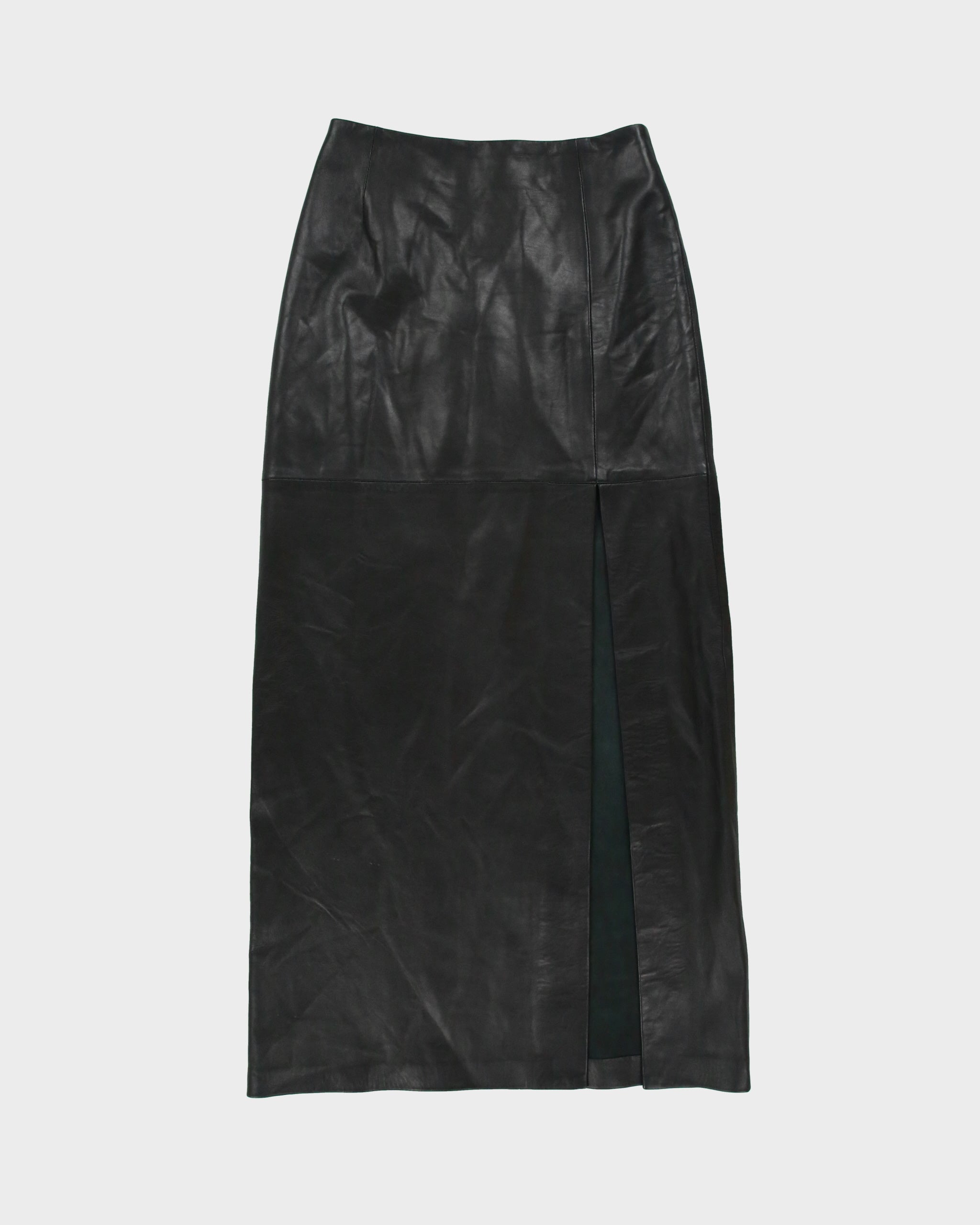 Vintage Milenti Thigh High Split Leather Maxi Skirt - XS