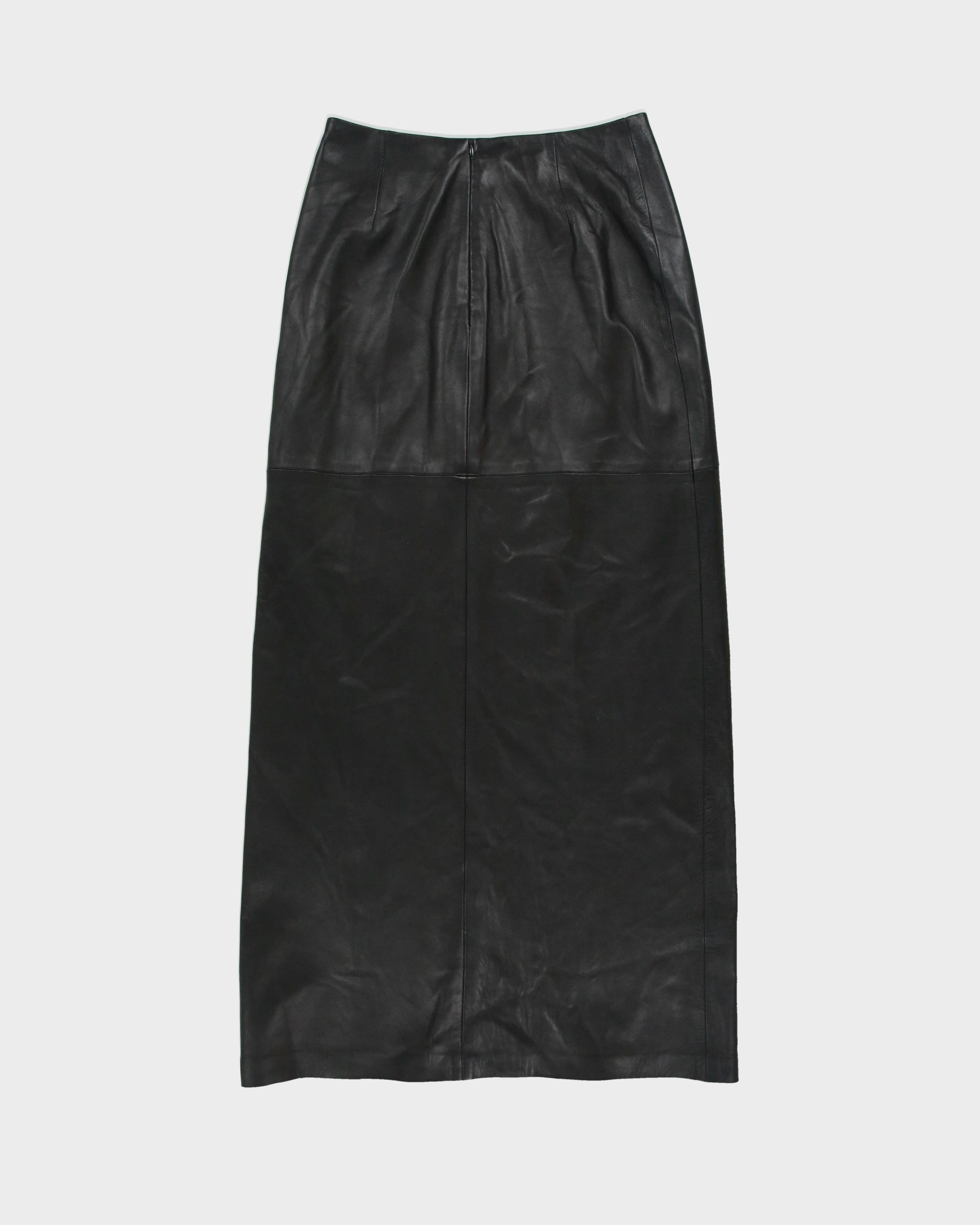 Vintage Milenti Thigh High Split Leather Maxi Skirt - XS