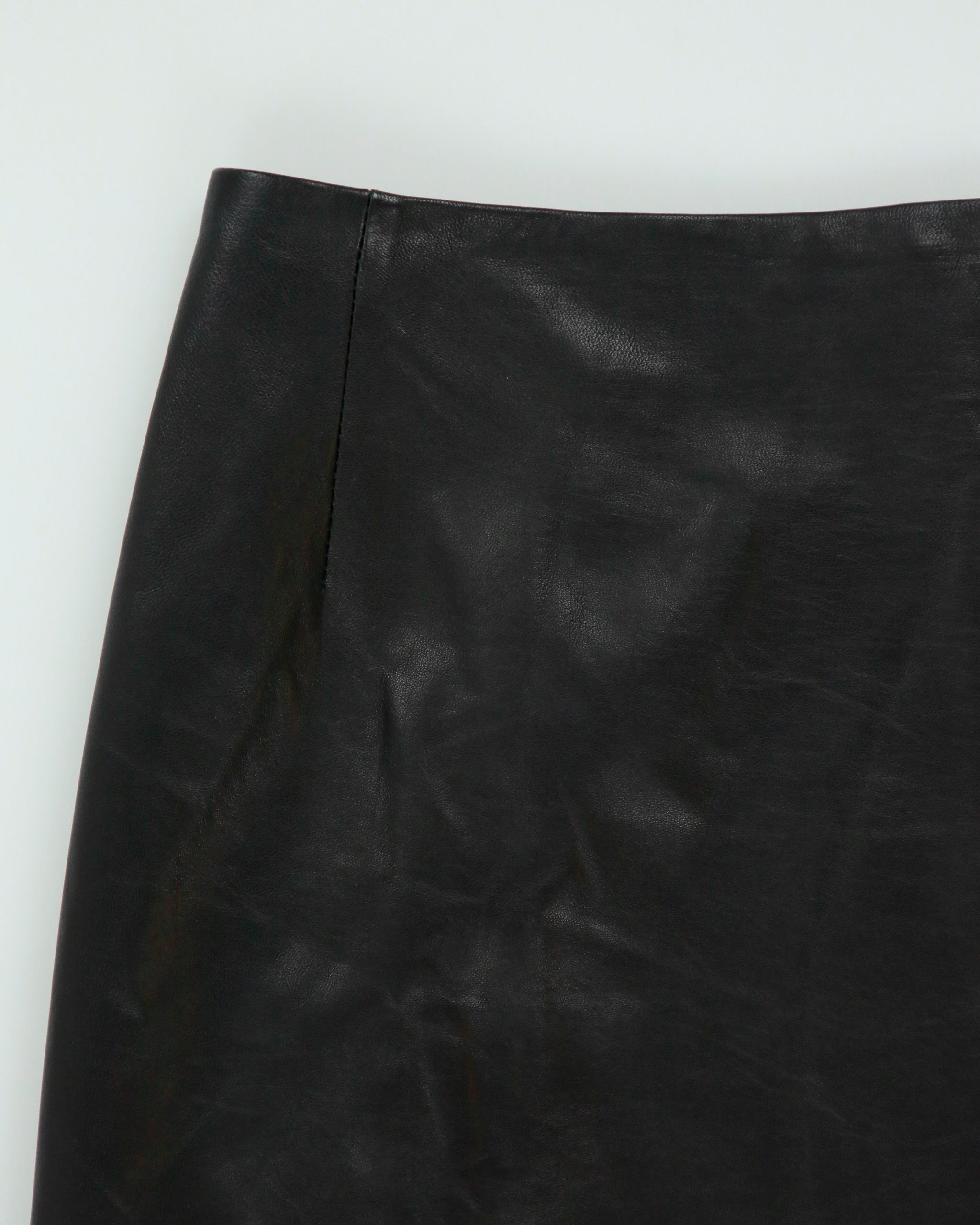Vintage Milenti Thigh High Split Leather Maxi Skirt - XS