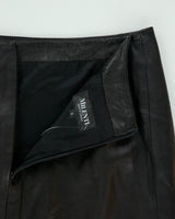 Vintage Milenti Thigh High Split Leather Maxi Skirt - XS