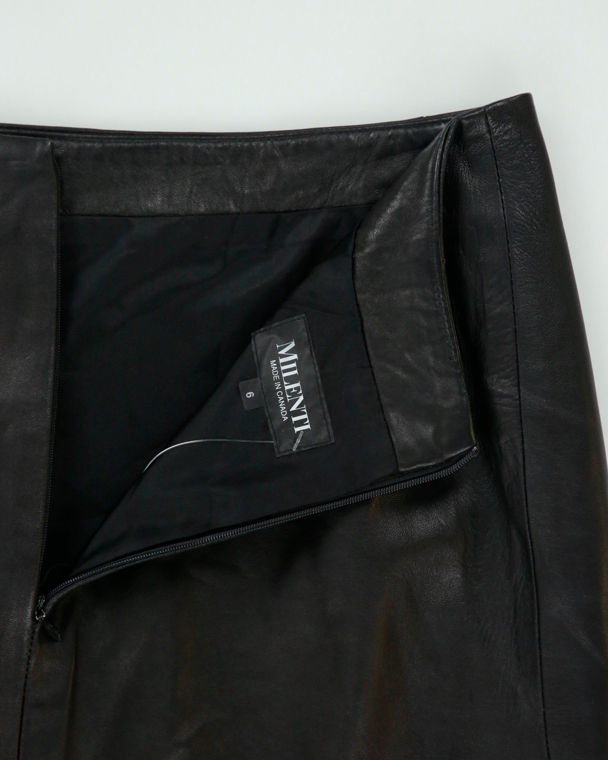 Vintage Milenti Thigh High Split Leather Maxi Skirt - XS