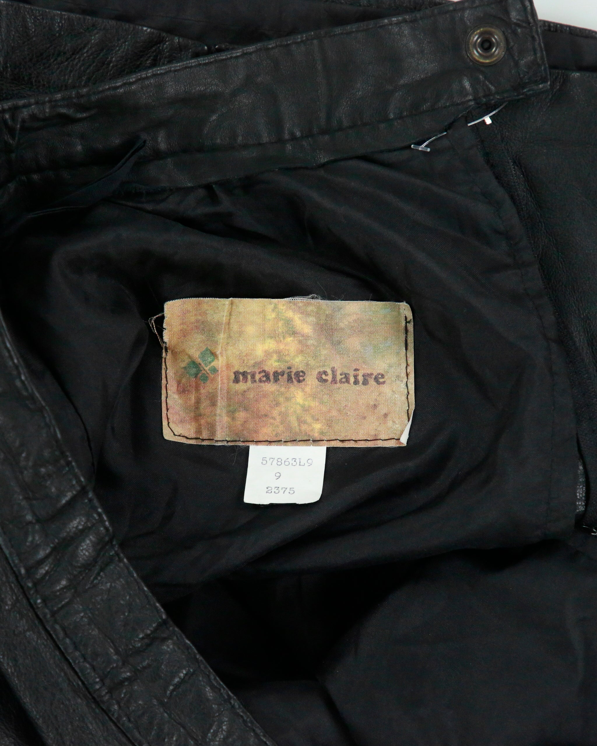 Vintage 1980s Marie Claire Union Made Leather Skirt - XS