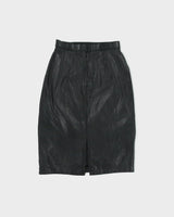 Vintage 1980s Wilsons High Waisted Back Split Leather Skirt - XXS