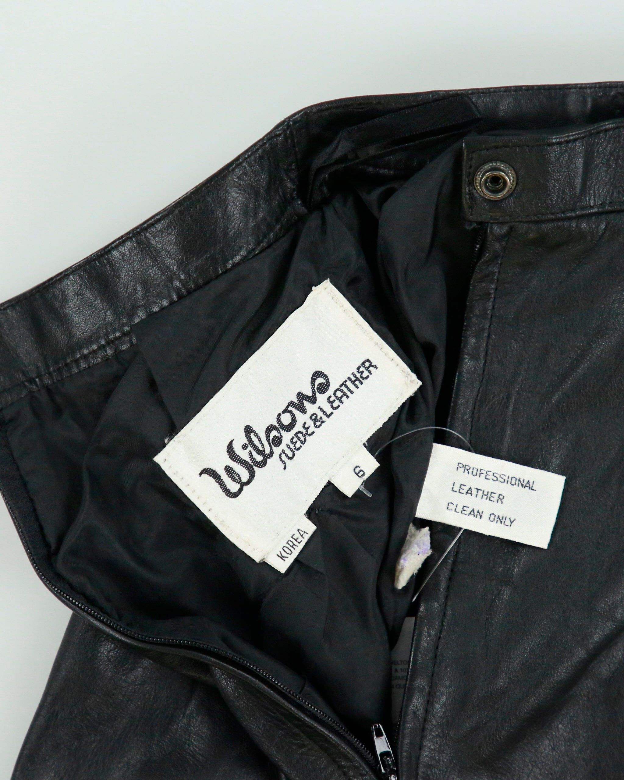 Vintage 1980s Wilsons High Waisted Back Split Leather Skirt - XXS