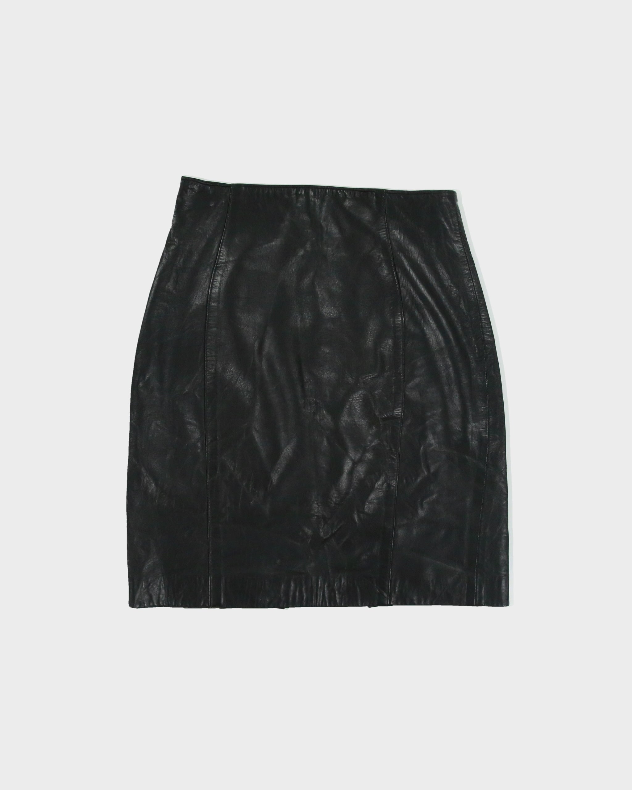 Vintage 1990s Neto Panelled Back Split Leather Skirt - XS