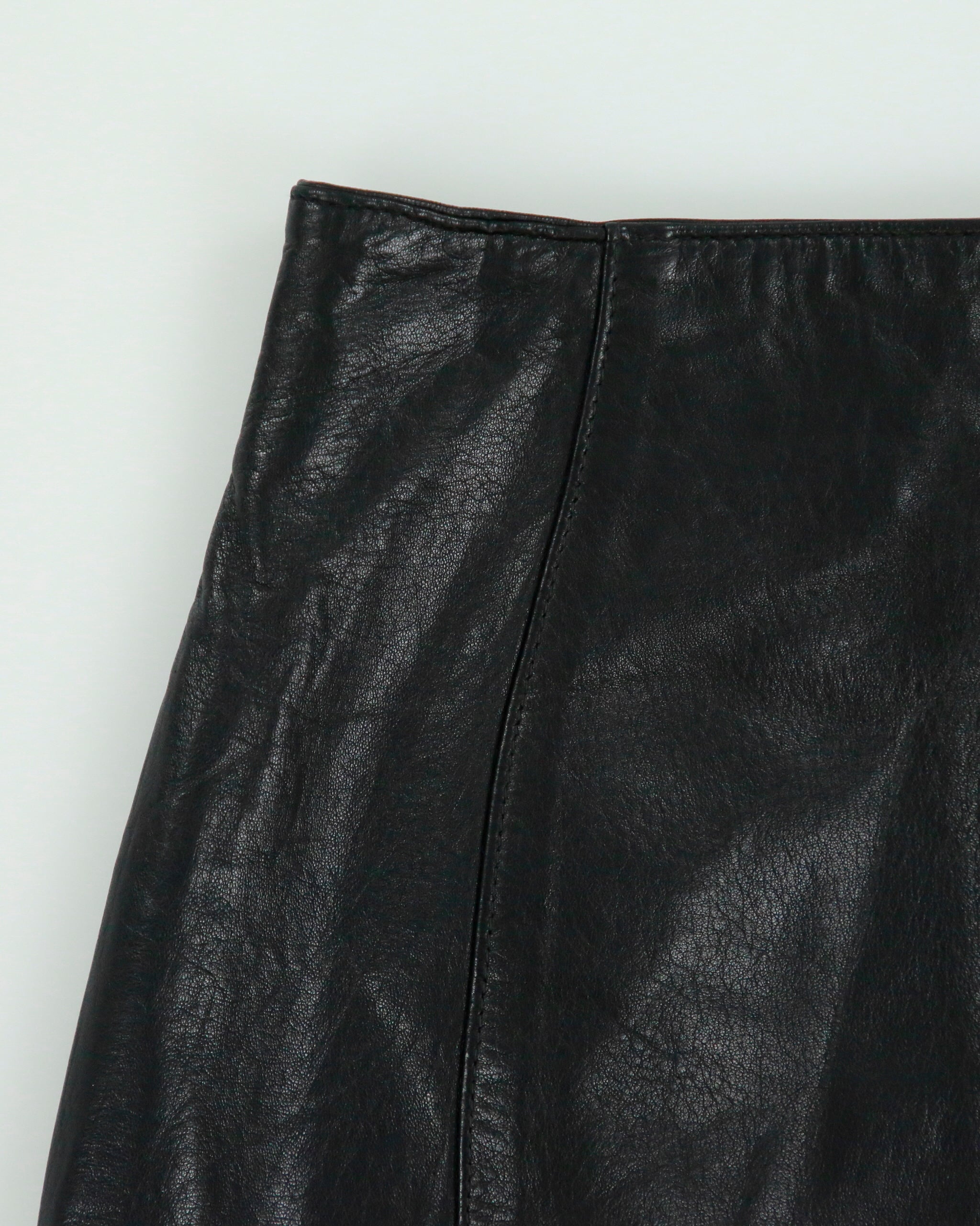 Vintage 1990s Neto Panelled Back Split Leather Skirt - XS