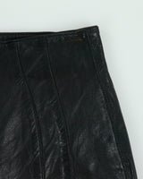 Vintage 1990s Neto Panelled Back Split Leather Skirt - XS
