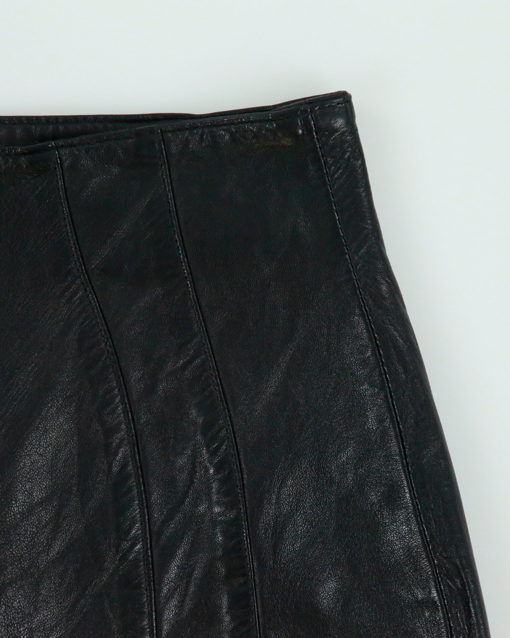 Vintage 1990s Neto Panelled Back Split Leather Skirt - XS