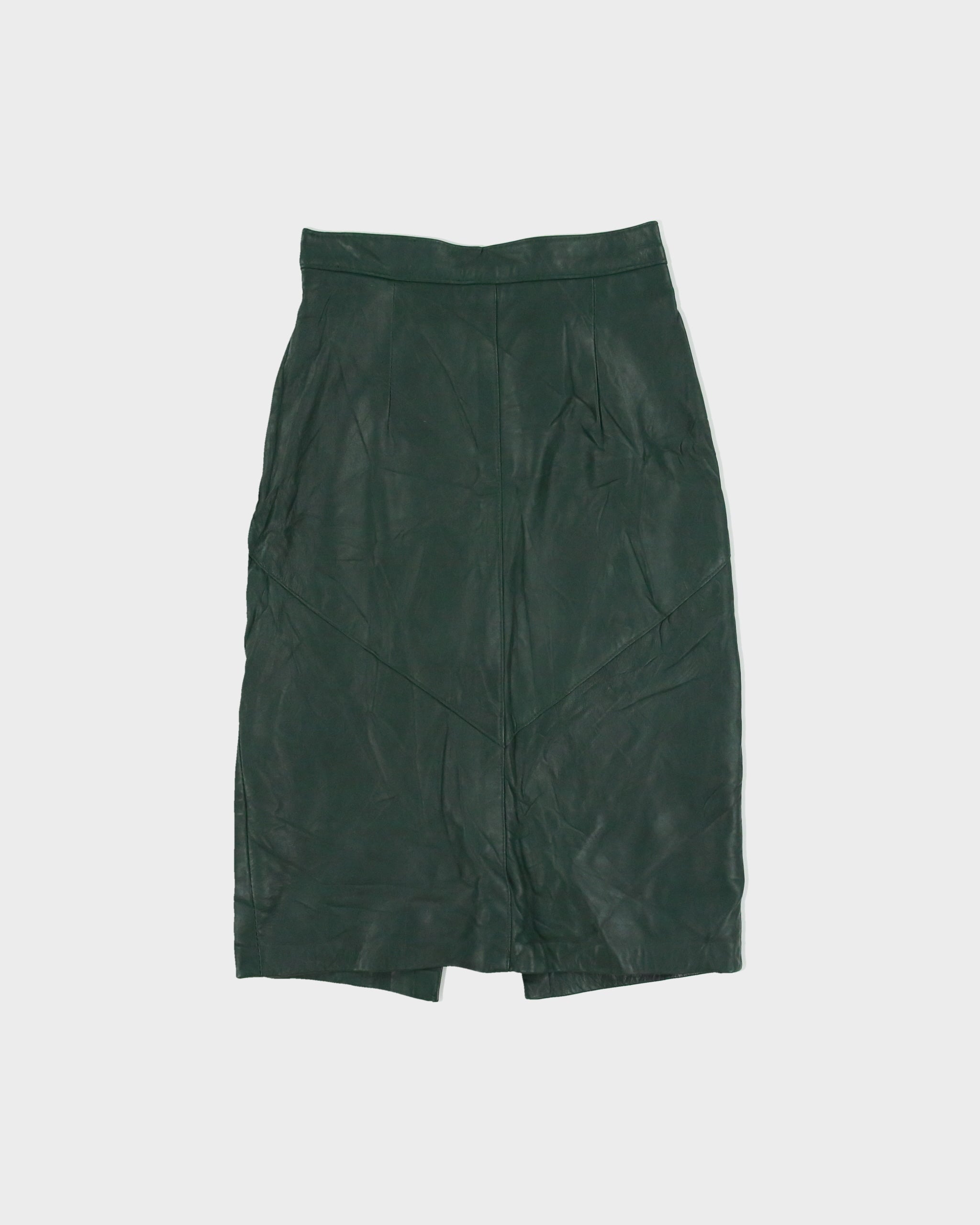 Vintage 1980s Danier High Waisted Panelled Leather Skirt - XXS