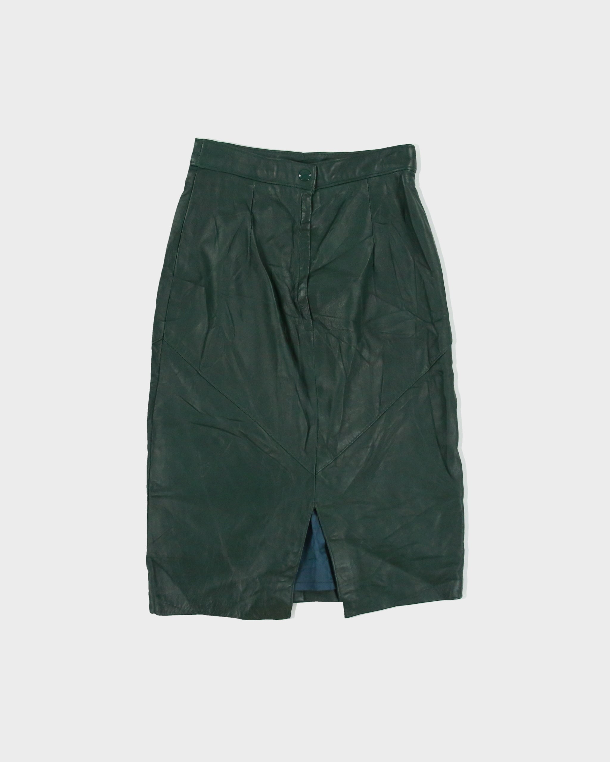 Vintage 1980s Danier High Waisted Panelled Leather Skirt - XXS
