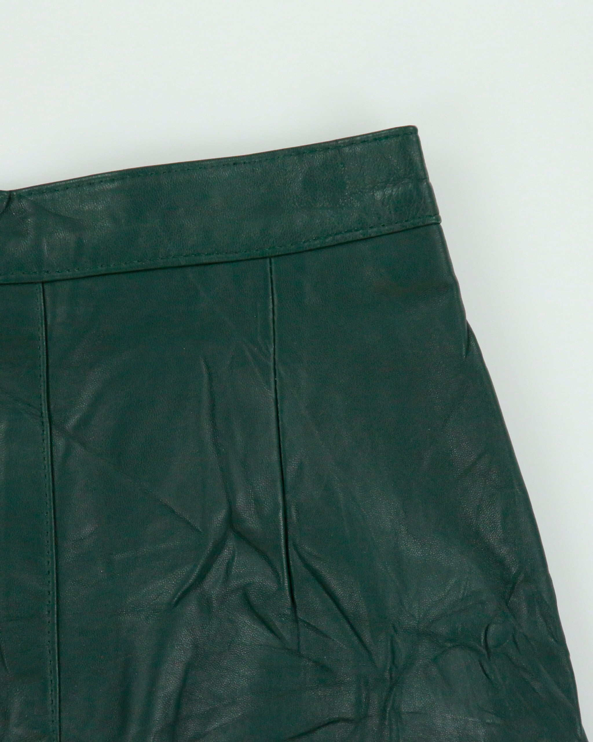 Vintage 1980s Danier High Waisted Panelled Leather Skirt - XXS