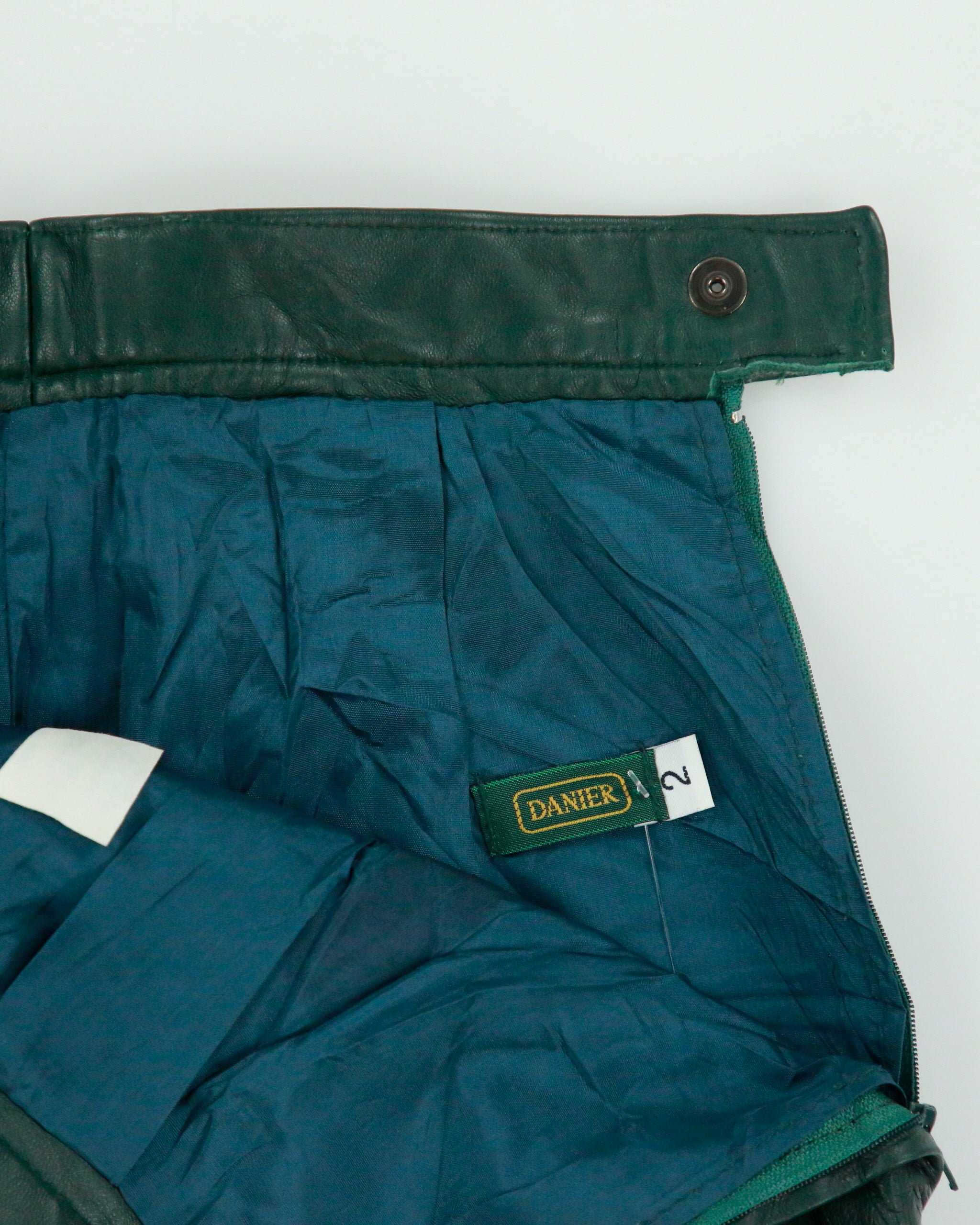Vintage 1980s Danier High Waisted Panelled Leather Skirt - XXS