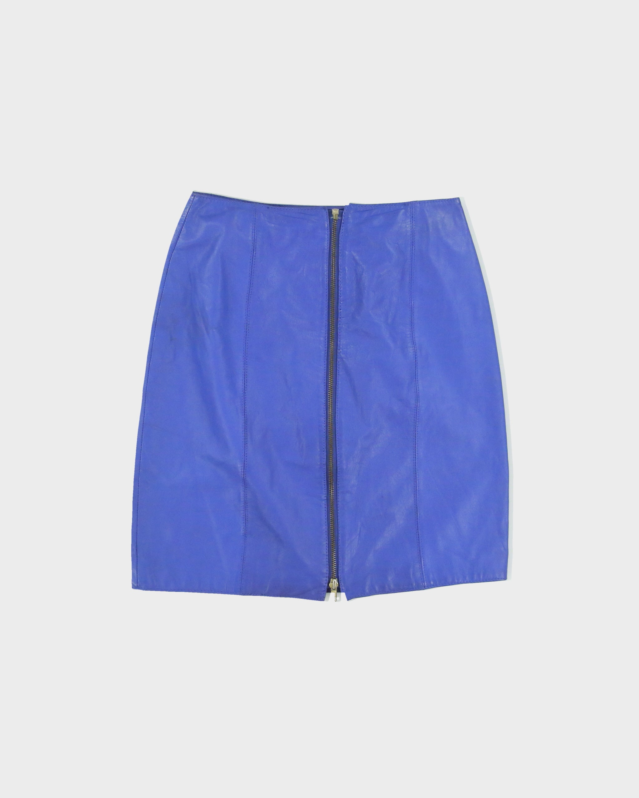Vintage 1980s Avon Fashion Zip Front Leather Skirt - XS