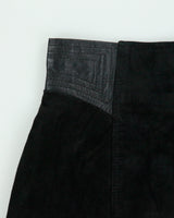 Vintage 1980s Danier Leather Waist Detail Back Split Suede Skirt - XS
