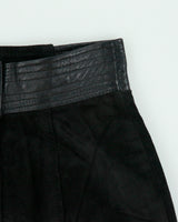 Vintage 1980s Danier Leather Waist Detail Back Split Suede Skirt - XS