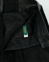 Vintage 1980s Danier Leather Waist Detail Back Split Suede Skirt - XS