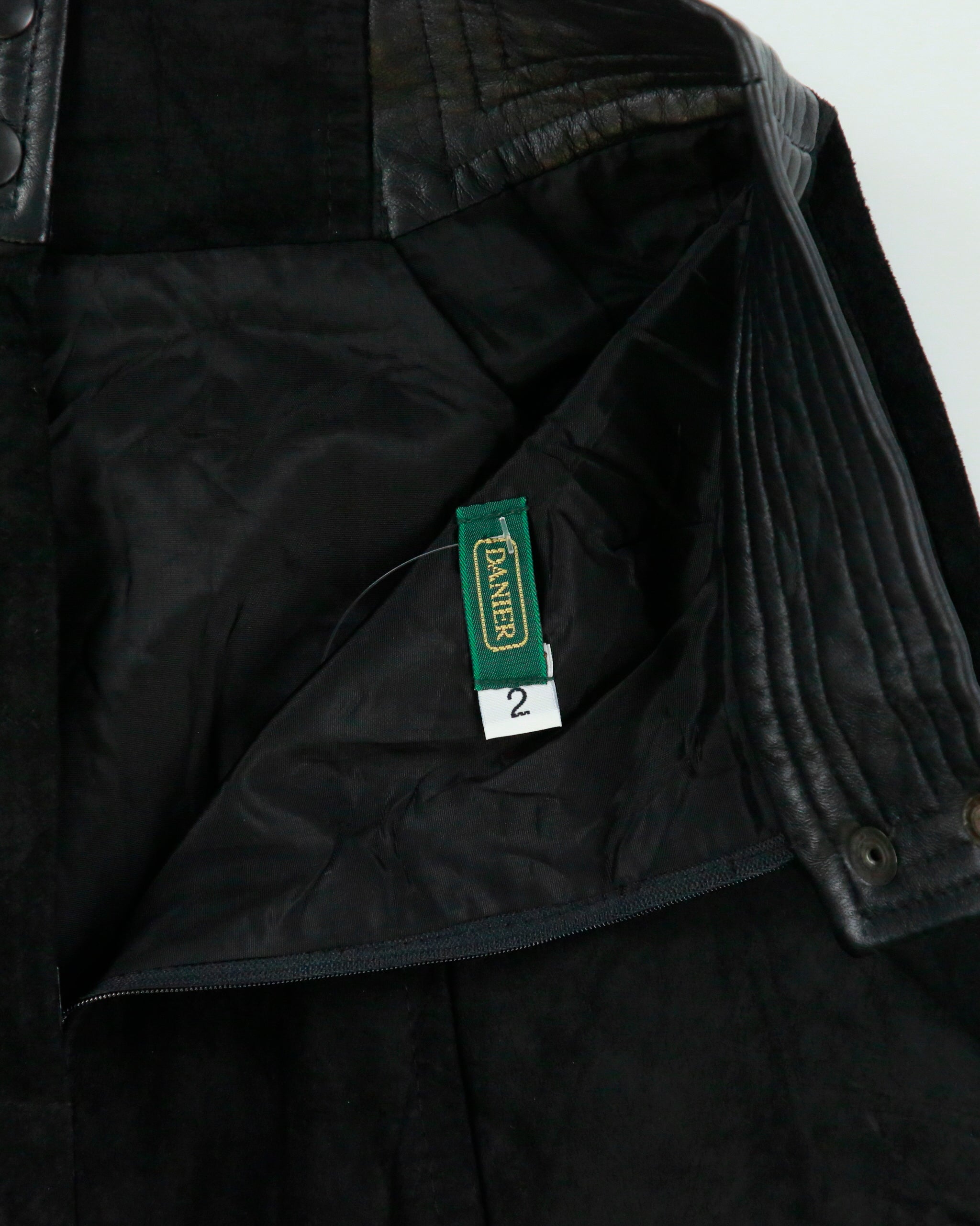 Vintage 1980s Danier Leather Waist Detail Back Split Suede Skirt - XS