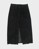 Vintage 1980s Reitmans Snap Button High Front Split Suede Skirt - XS