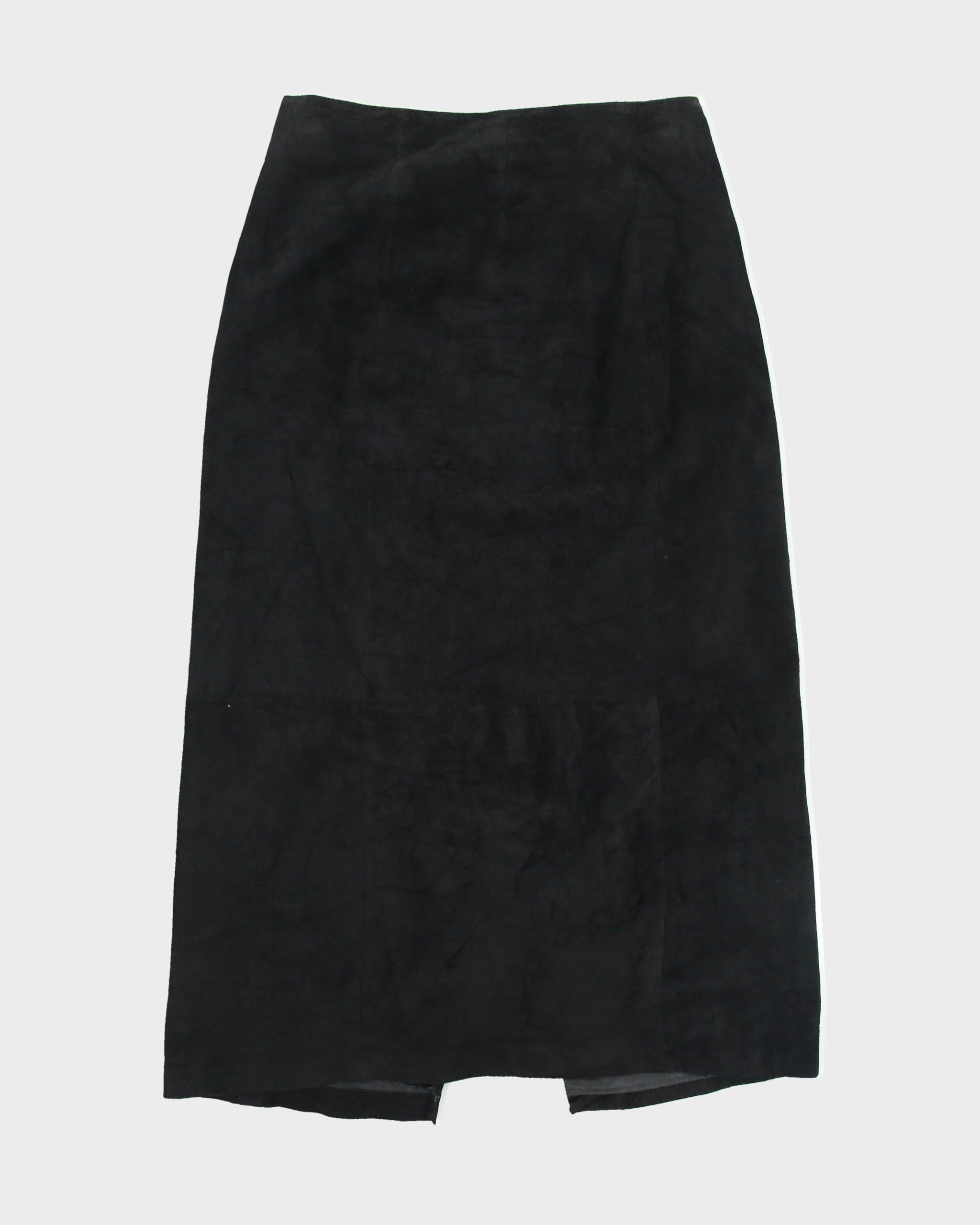Vintage 1980s Reitmans Snap Button High Front Split Suede Skirt - XS